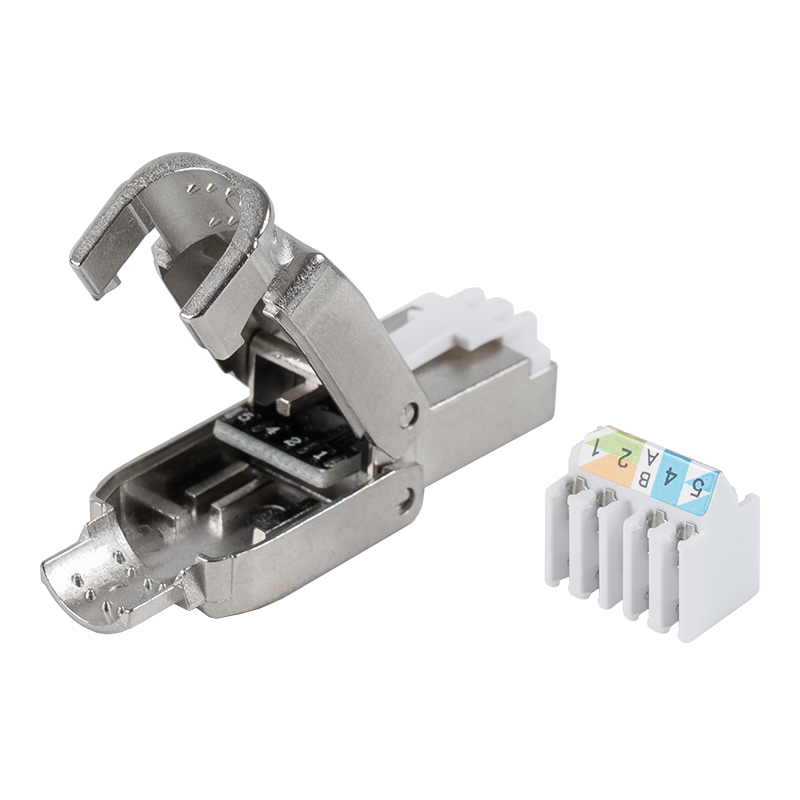 Cat6A suojattu työnnettävä tyyppi työkaluton RJ45-liitin RJ-602S-1-C6A Cat6A suojattu työnnettävä tyyppi työkaluton RJ45-liitin RJ-602S-1-C6A