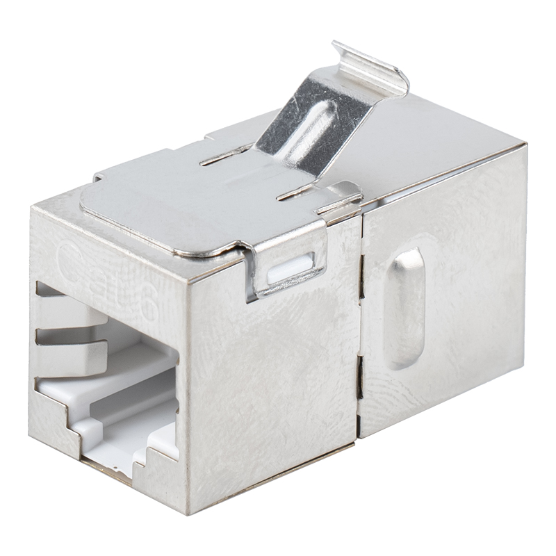 Cat6 suojattu RJ45 suoran läpiviennin liitin (metallipidikkeellä) SM-2035SC6