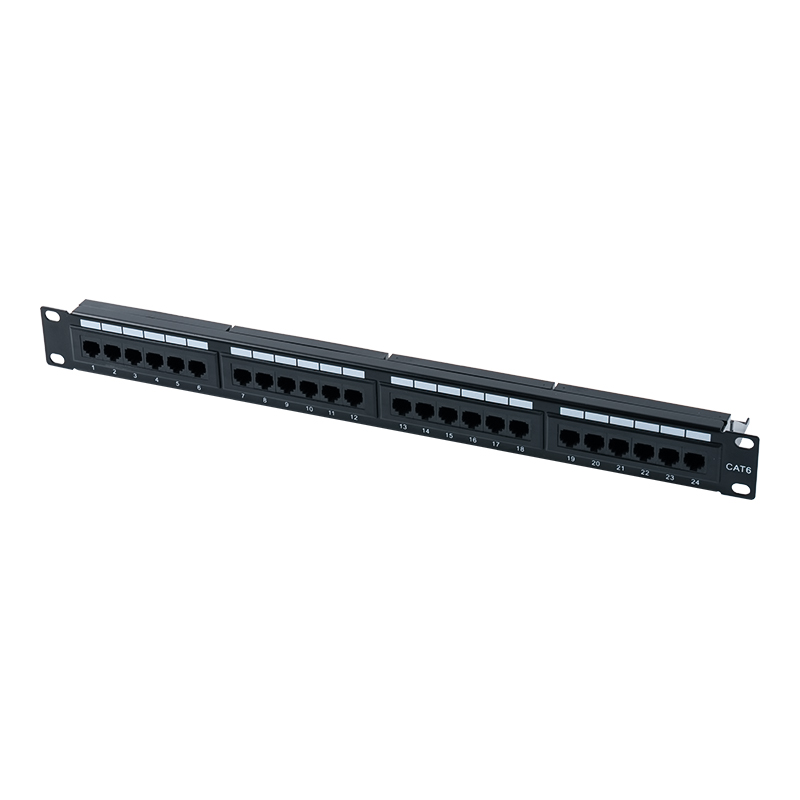 Cat6e 19 tuuman 1U suojaamaton 24-porttinen liitospaneeli (kaksikäyttöinen IDC) SP-3310D24-C6A
