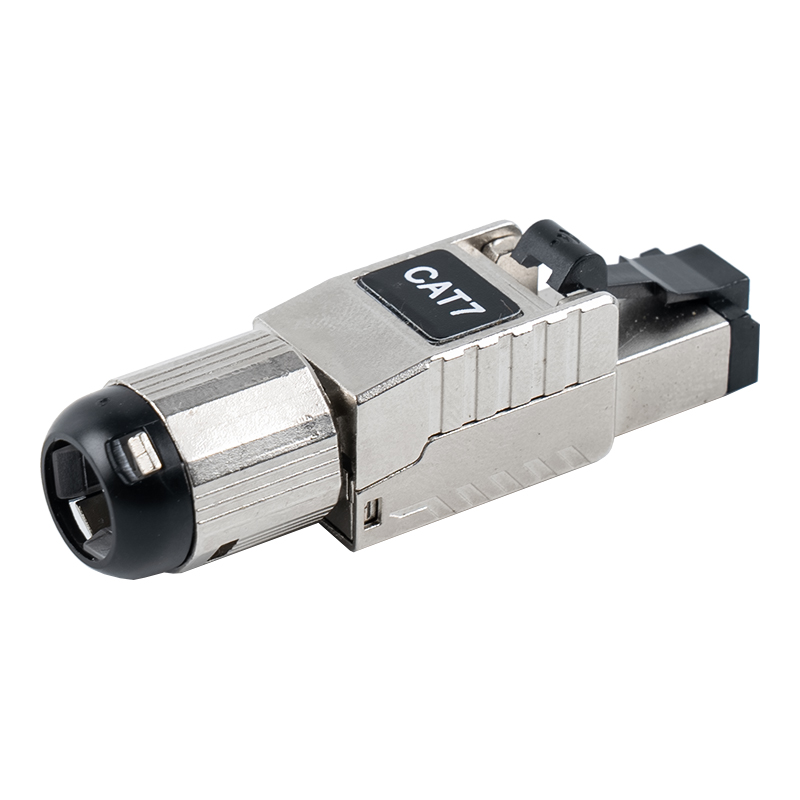 Cat7 suojattu työkaluton RJ45-liitin (mustalla muovijousiklipsillä) RJ-G60S-1-C7