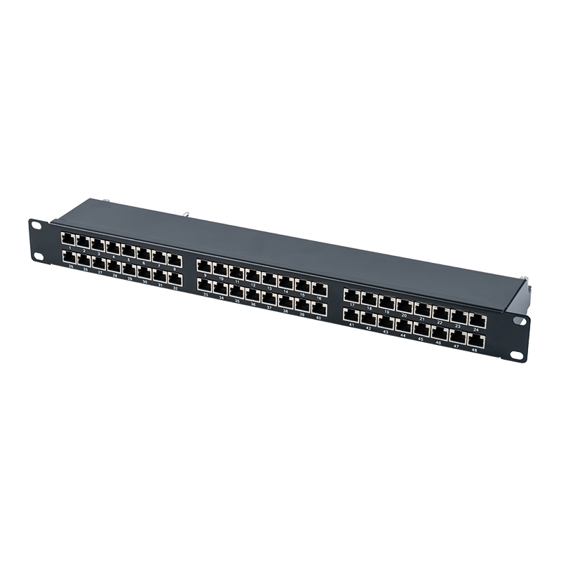 Cat6e 19 tuuman 1U suojattu 48-porttinen patch-paneeli SP-3262SK48-C6A